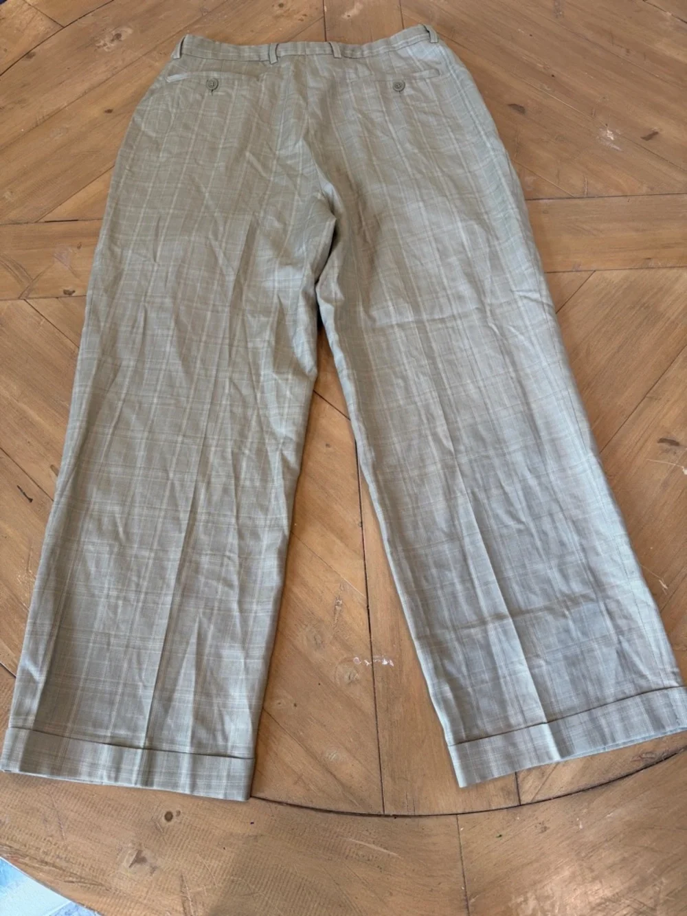 Vintage Zignone Men's Light Tan Plaid Dress Pants Made in Italy 34 Wool